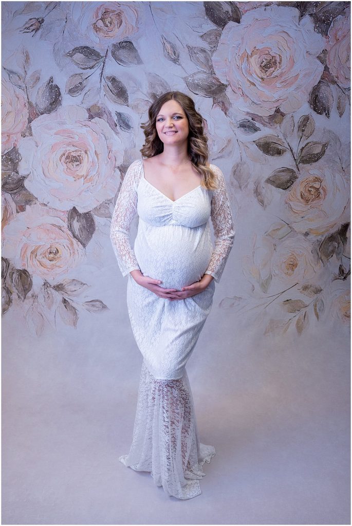 white lace maternity gown