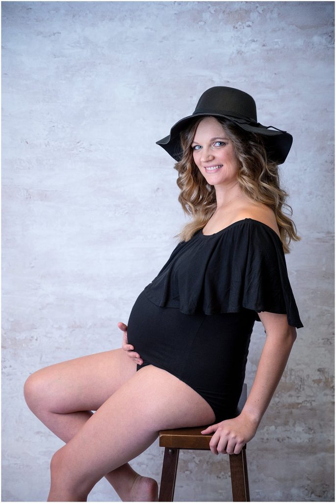 black bodysuit maternity photo