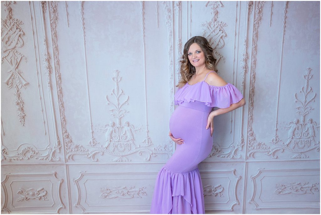 purple mermaid maternity gown