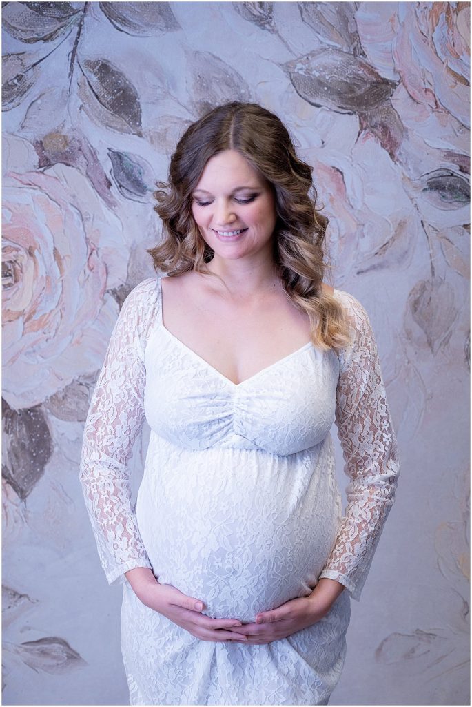 white lace maternity gown