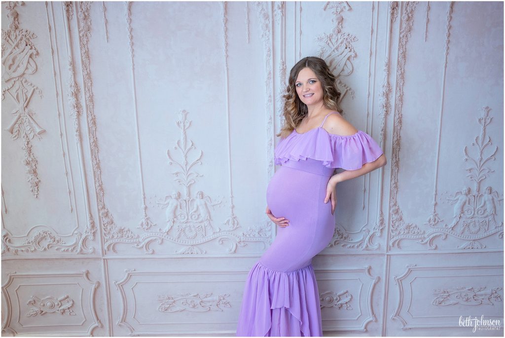 lavender mermaid style maternity gown
