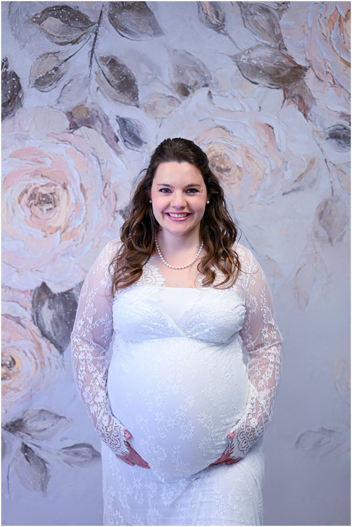 white lace maternity dress
