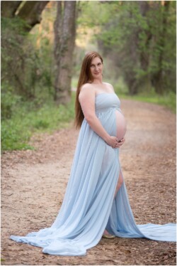 maternity photo blue sew trendy open front gown