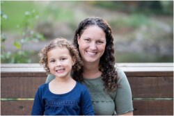 five year old girl with her mama