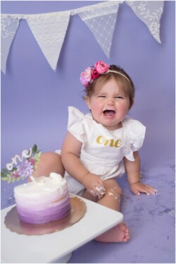 crying baby cake smash portrait