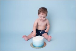baby eating ombre cake