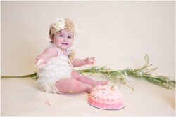 ombre rosette birthday cake with greenery