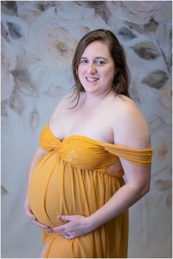 yellow gold maternity gown off shoulder